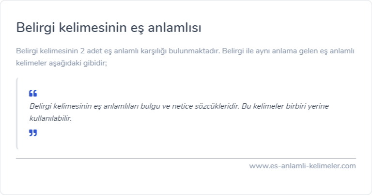 Belirgi kelimesinin es anlamlisi