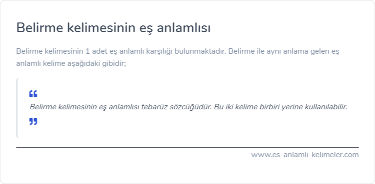 Belirme kelimesinin es anlamlisi nedir