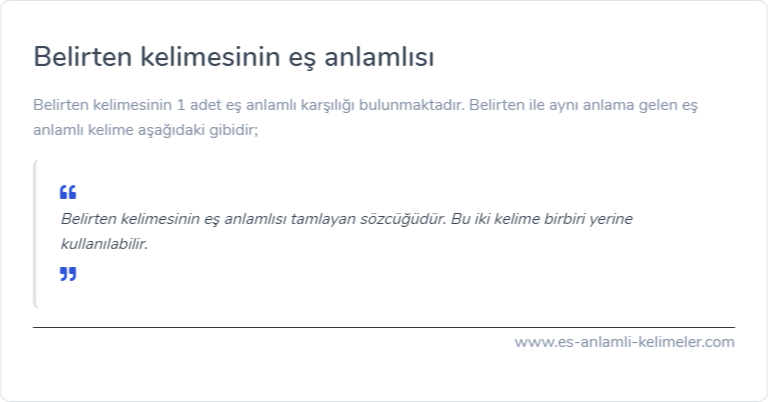 Belirten kelimesinin es anlamlisi nedir