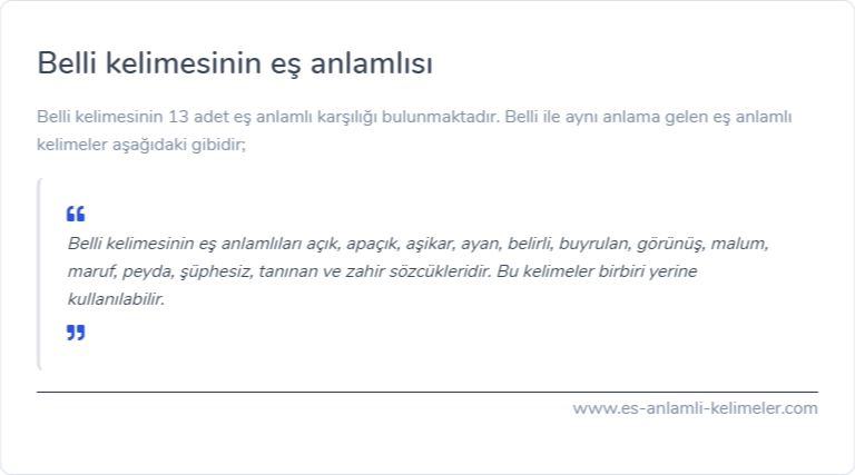 Belli es anlamlisi nedir?