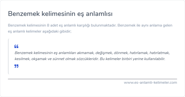 Benzemek kelimesinin eş anlamı ne?