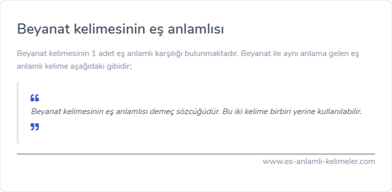 Beyanat kelimesinin es anlami