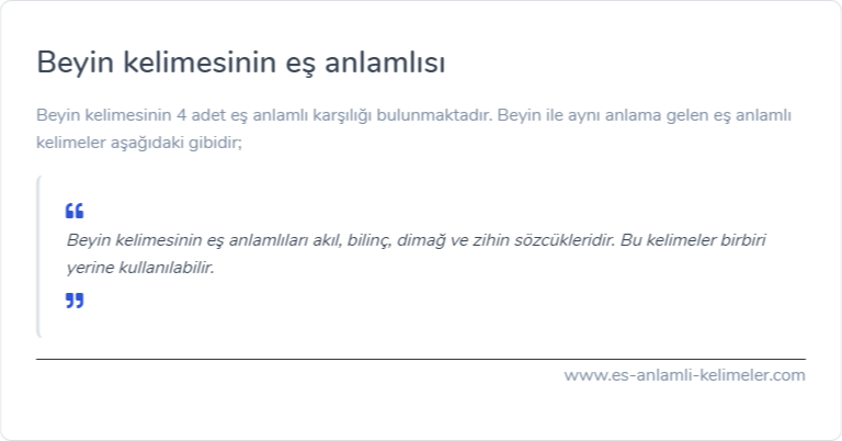 Beyin kelimesinin es anlamlisi