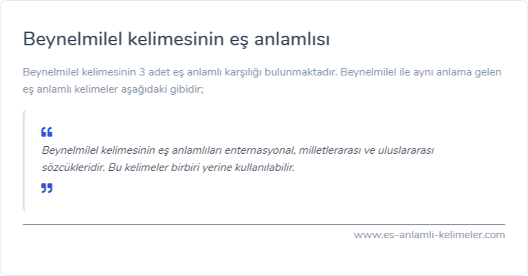 Beynelmilel es anlamlisi