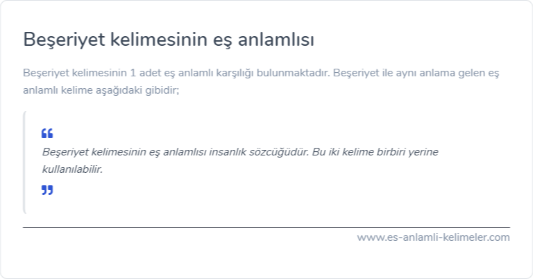 Beşeriyet kelimesinin eş anlamı