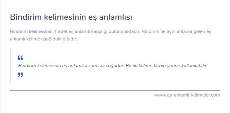 Bindirim kelimesinin es anlamlisi nedir