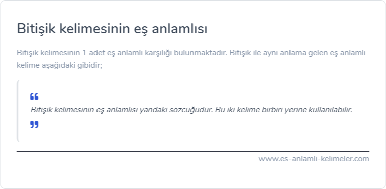 Bitişik es anlamlisi