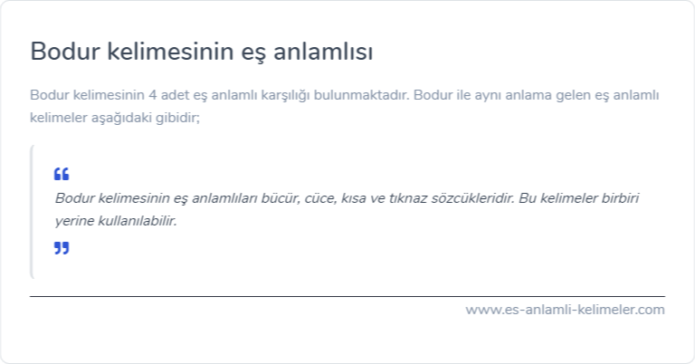 Bodur eş anlamlısı