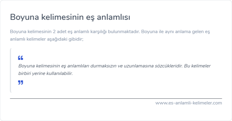 Boyuna kelimesinin es anlamlisi nedir