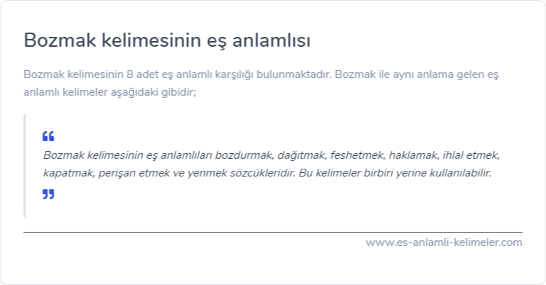 Bozmak es anlamlisi nedir?