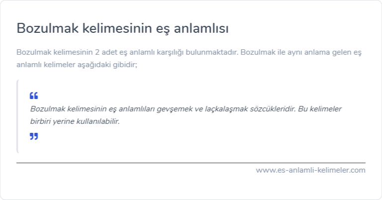 Bozulmak kelimesinin es anlamlisi nedir