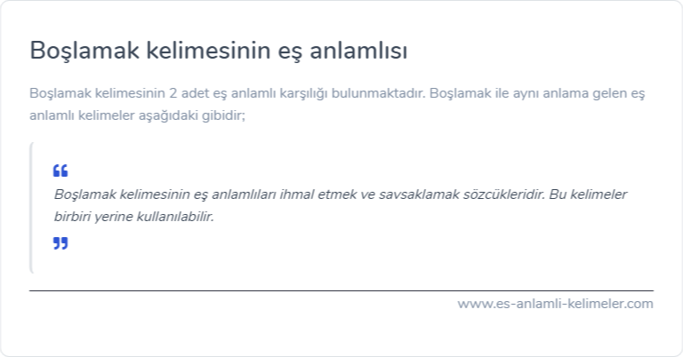 Boşlamak eş anlamlısı nedir?