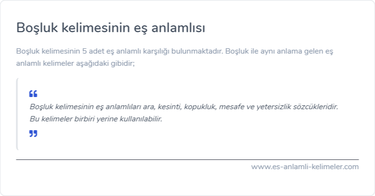 Boşluk es anlamlisi