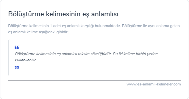 Bölüştürme es anlami nedir?