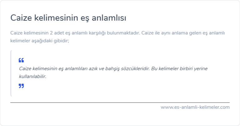 Caize kelimesinin eş anlamı