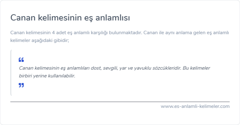 Canan kelimesinin eş anlamı ne?