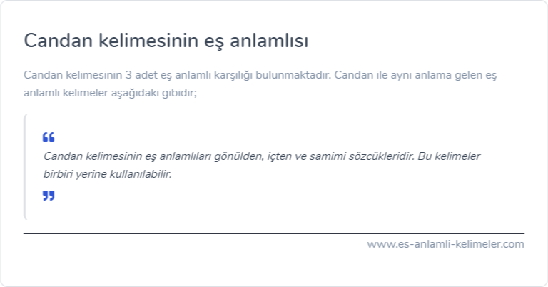 Candan kelimesinin es anlami ne?