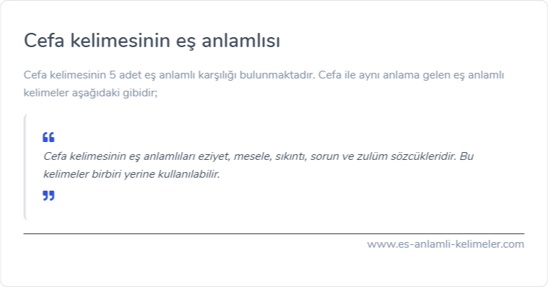 Cefa kelimesinin es anlami nedir?