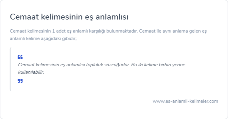 Cemaat kelimesinin es anlami