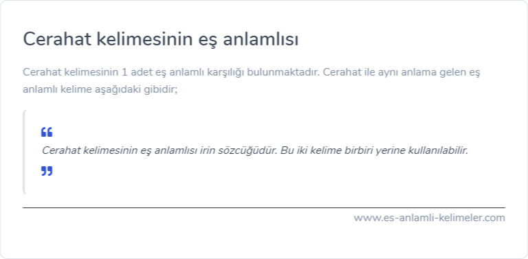 Cerahat kelimesinin eş anlamlısı