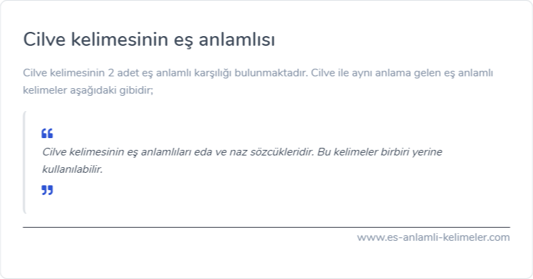 Cilve kelimesinin eş anlamlısı