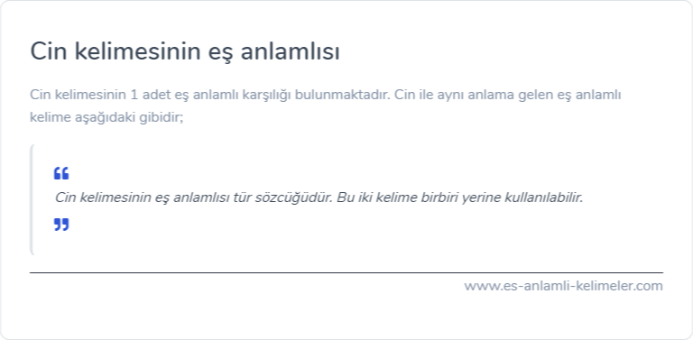 Cin kelimesinin es anlamlisi nedir