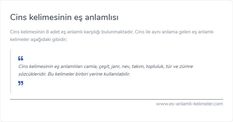 Cins kelimesinin eş anlamı nedir?