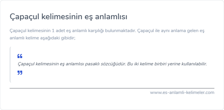 Çapaçul kelimesinin es anlamlisi nedir