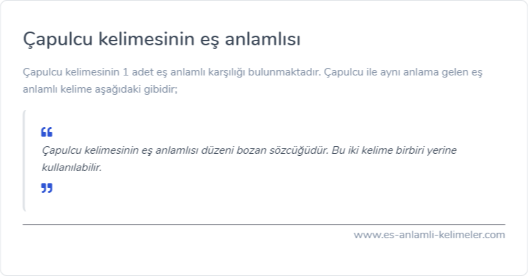 Çapulcu kelimesinin eş anlamı ne?