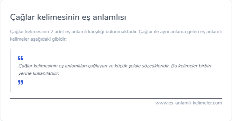 Çağlar kelimesinin eş anlamlısı ne?