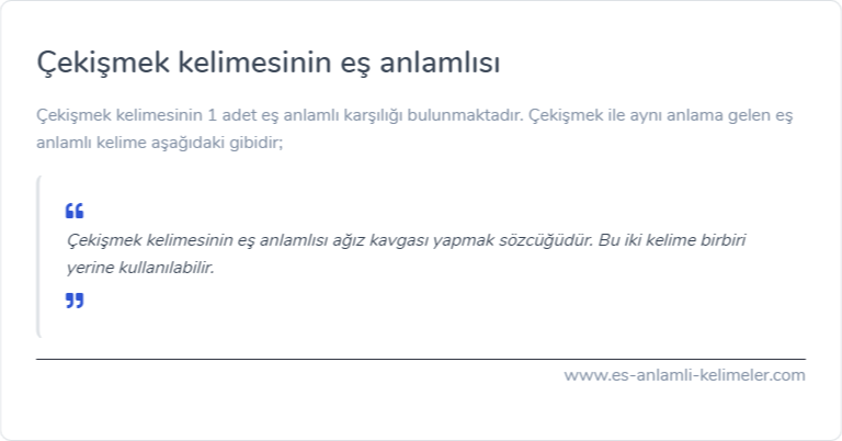 Çekişmek eş anlamı nedir?