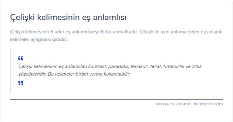 Çelişki es anlamlisi ne?