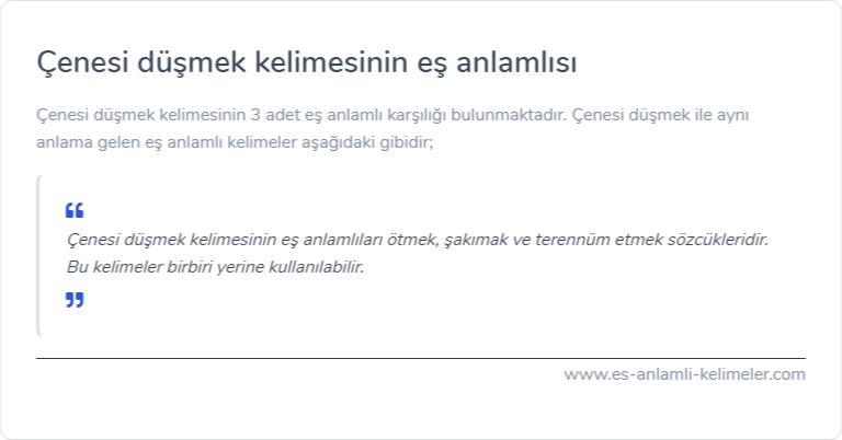 Çenesi düşmek kelimesinin es anlami ne?