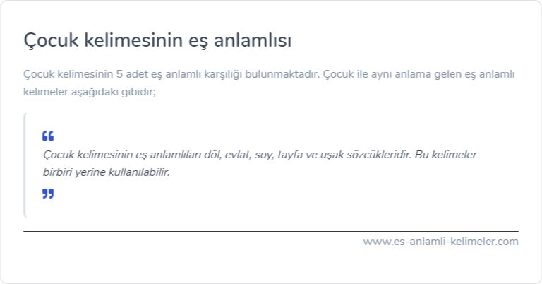 Çocuk kelimesinin es anlami nedir?