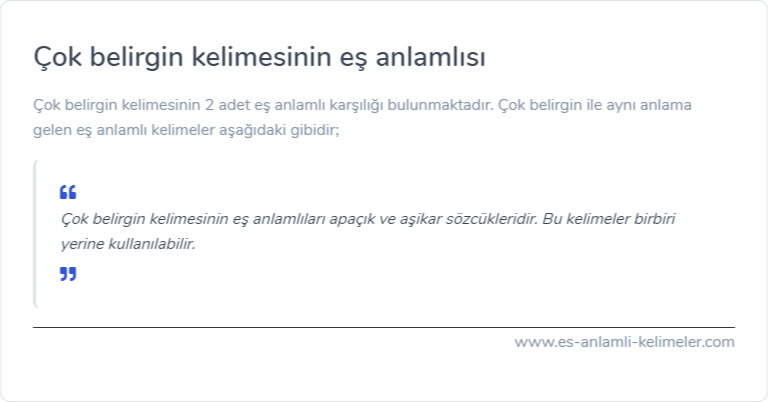 Çok belirgin es anlamlisi