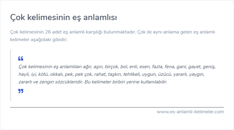 Çok es anlamlisi nedir?