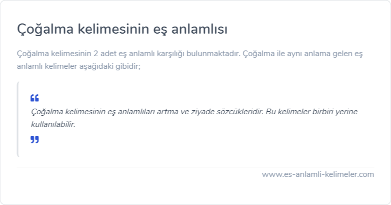 Çoğalma kelimesinin eş anlamlısı nedir?