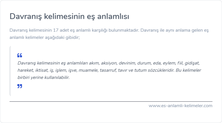 Davranış es anlamlisi ne?