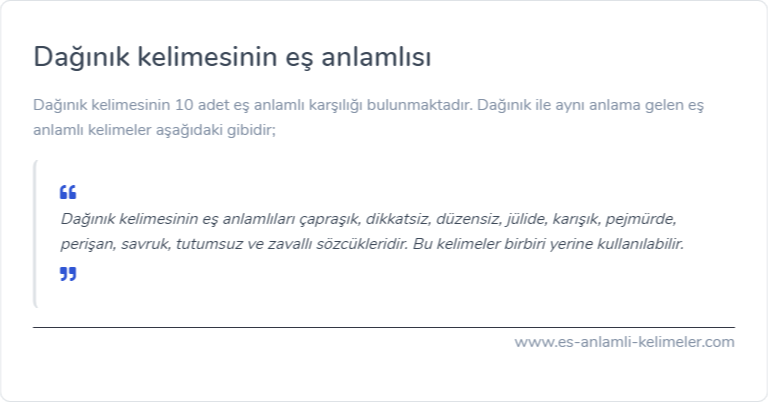 Dağınık kelimesinin es anlamlisi ne