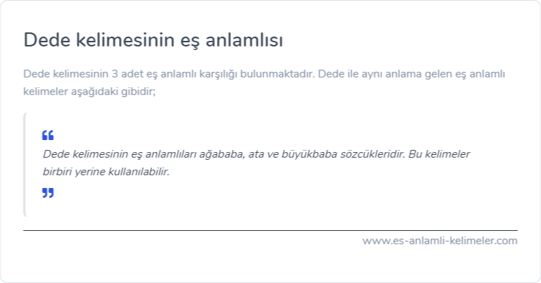 Dede kelimesinin es anlami