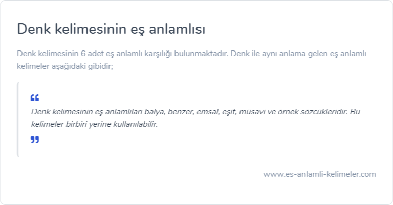 Denk eş anlamı nedir?