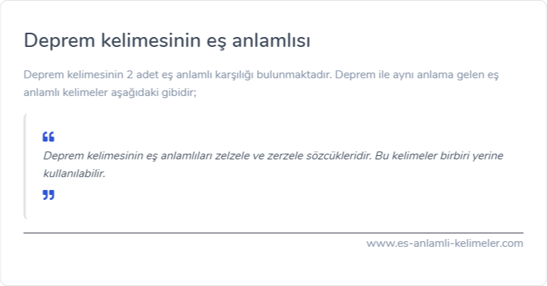 Deprem kelimesinin eş anlamı ne?