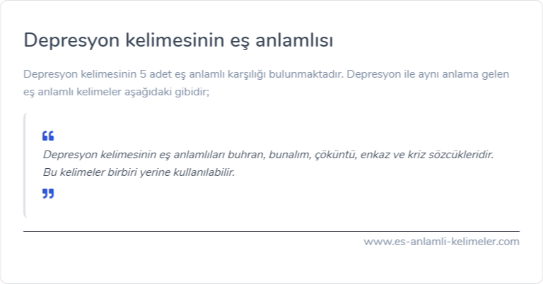 Depresyon eş anlamı nedir?