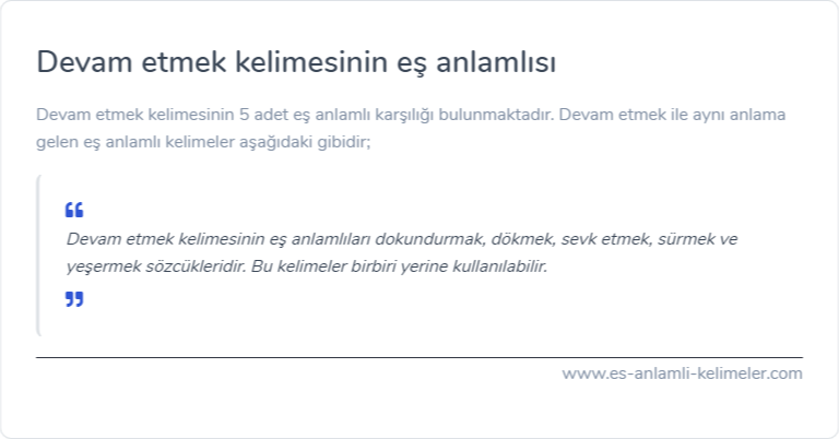 Devam etmek kelimesinin eş anlamı nedir?