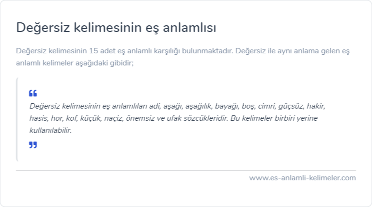 Değersiz es anlamlisi ne?