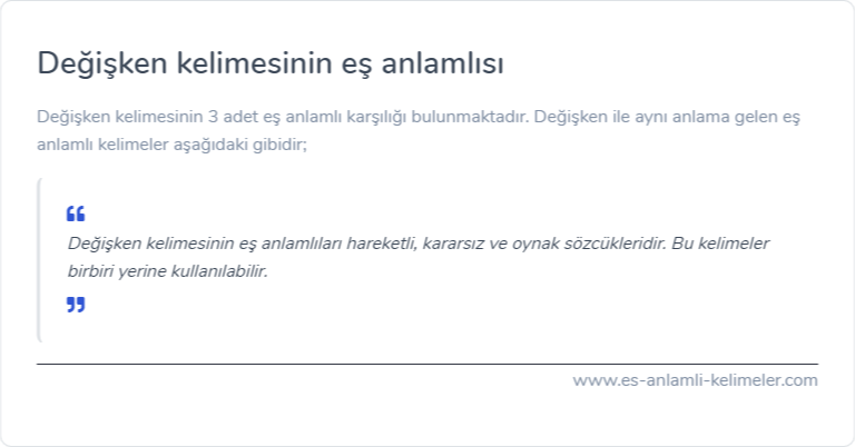 Değişken kelimesinin es anlamlisi