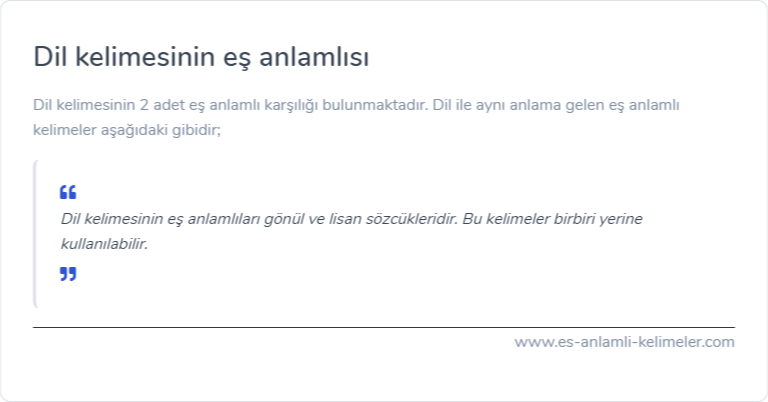 Dil eş anlamlısı ne?