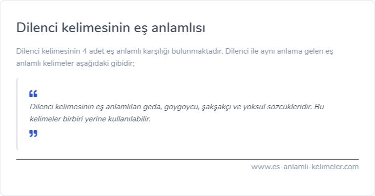 Dilenci kelimesinin es anlami nedir?