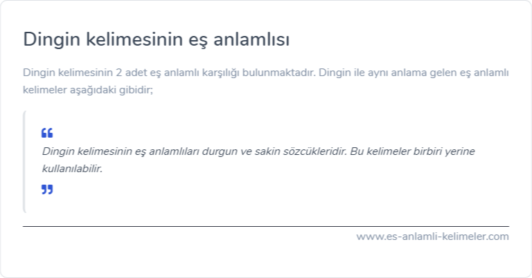 Dingin eş anlamı ne?