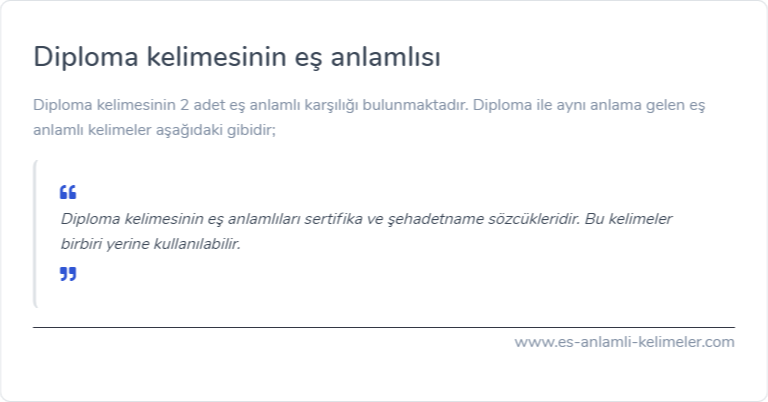 Diploma kelimesinin es anlamlisi